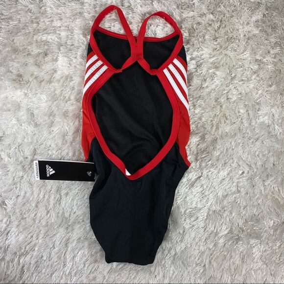Adidas Black Red Infinitex 1 pc Swimsuit Sz 18 - Picture 2 of 7